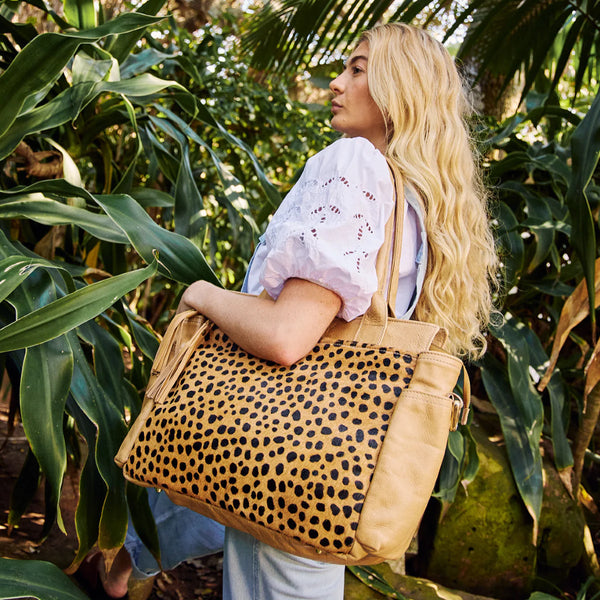 Noa Nappy Bag with Faux printed Fur Leather