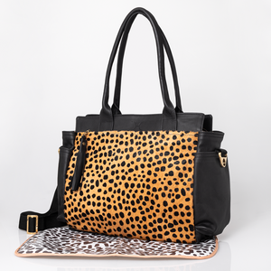 Noa Nappy Bag with Faux printed Fur Leather