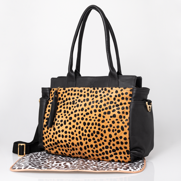 Noa Nappy Bag with Faux printed Fur Leather
