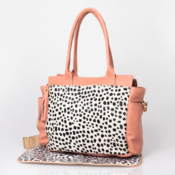 Noa Nappy Bag with Faux printed Fur Leather