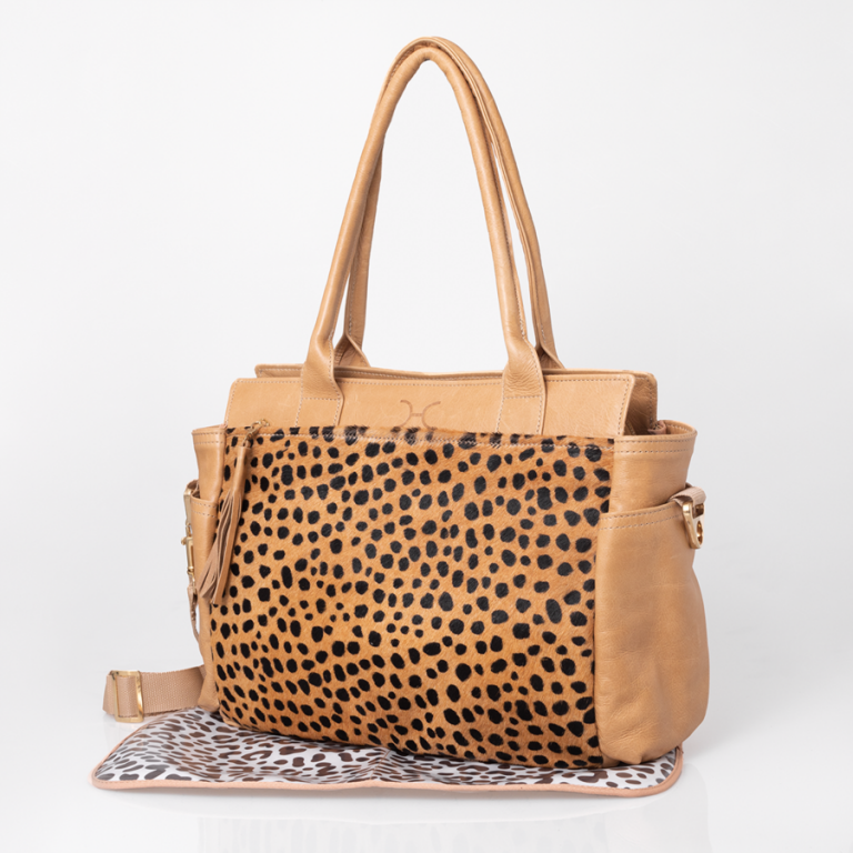 Noa Nappy Bag with Faux printed Fur Leather