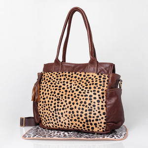 Noa Nappy Bag with Faux printed Fur Leather